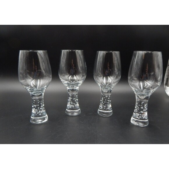 Pier 1 One Bubble Stem Wine Glasses Clear Glassware Set of 4 Hand Blown - Picture 1 of 11